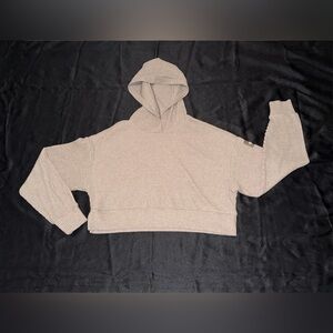 Alo Yoga Cropped Ribbed Hoodie Brown XS NWOT